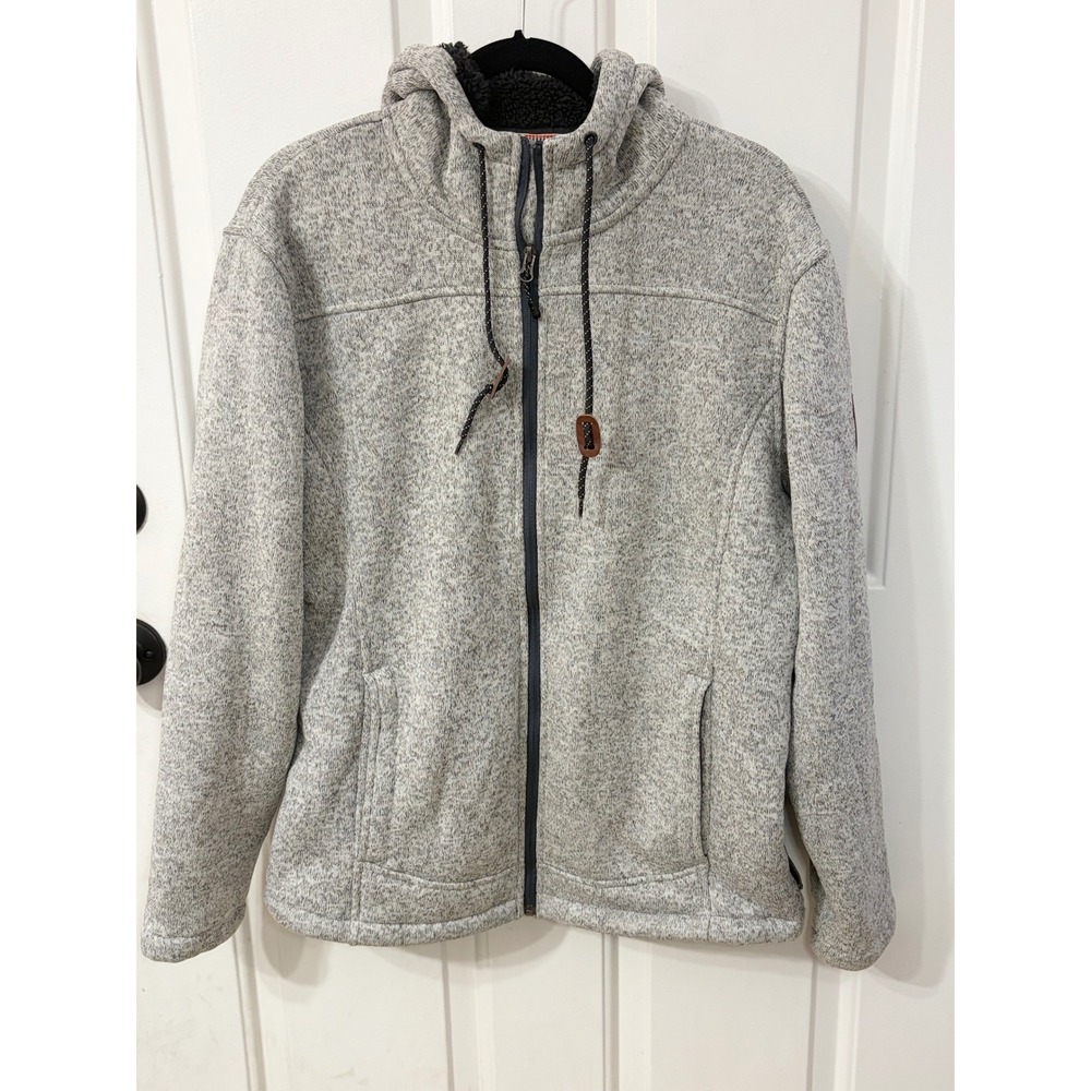 Free Country | Full Zip Sherpa Lined Knit Hoodie | Size S || Grey|